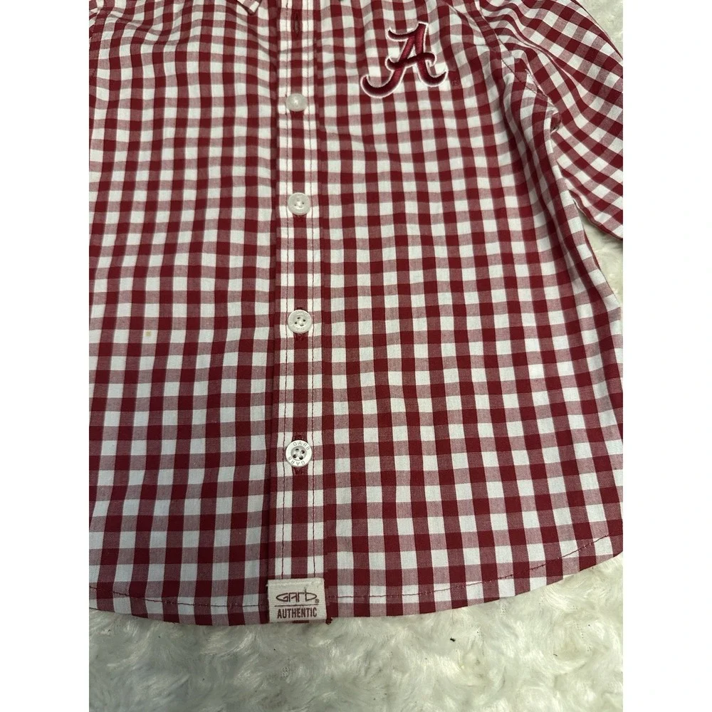 Garb Team Boys 2T Alabama Crimson Tide Red/White Plaid Cotton Button-Up
